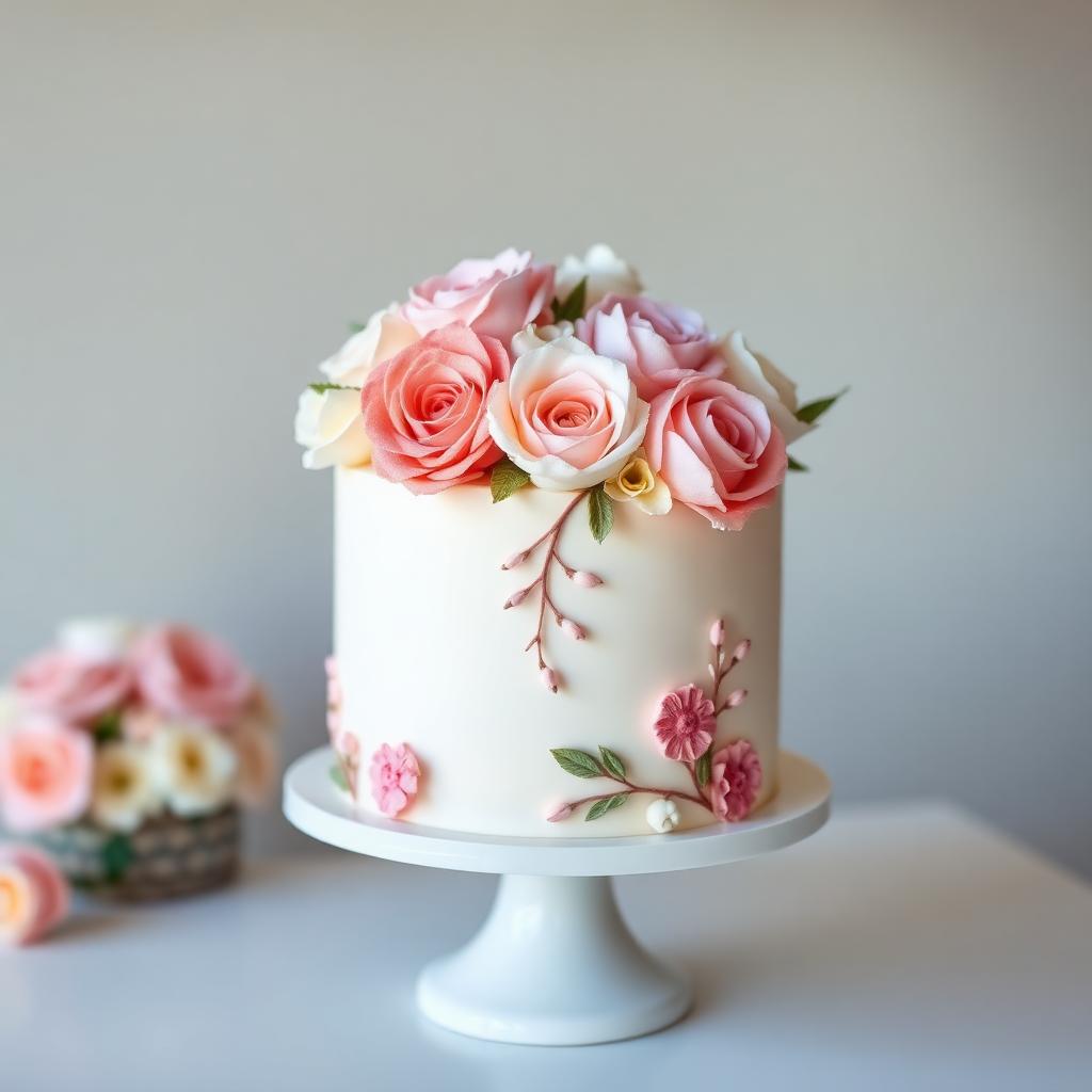 Bolo floral em buttercream