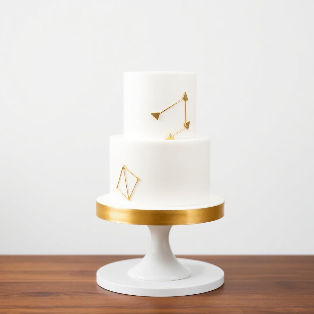 Bolo de casamento minimalista com detalhes geométricos